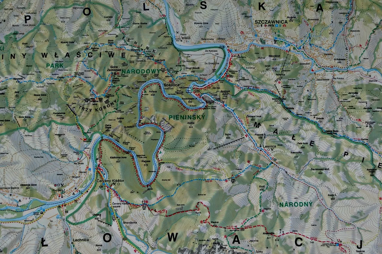 Pieniny, poland, map