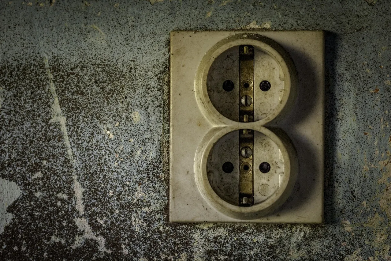 Old, power socket, used