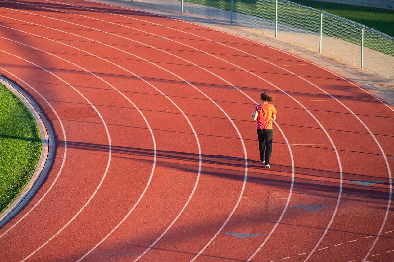 Running, woman, track