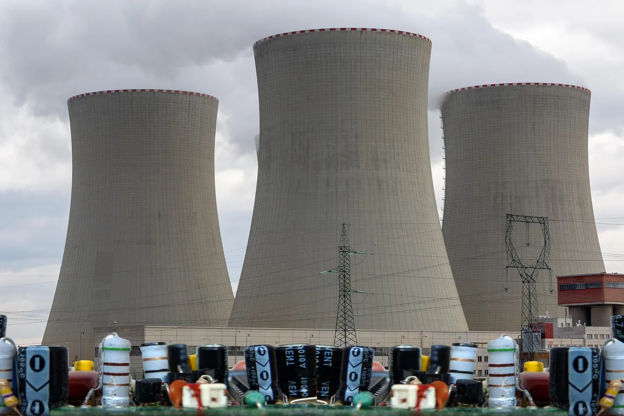 Cooling towers, nuclear power plant, electricity