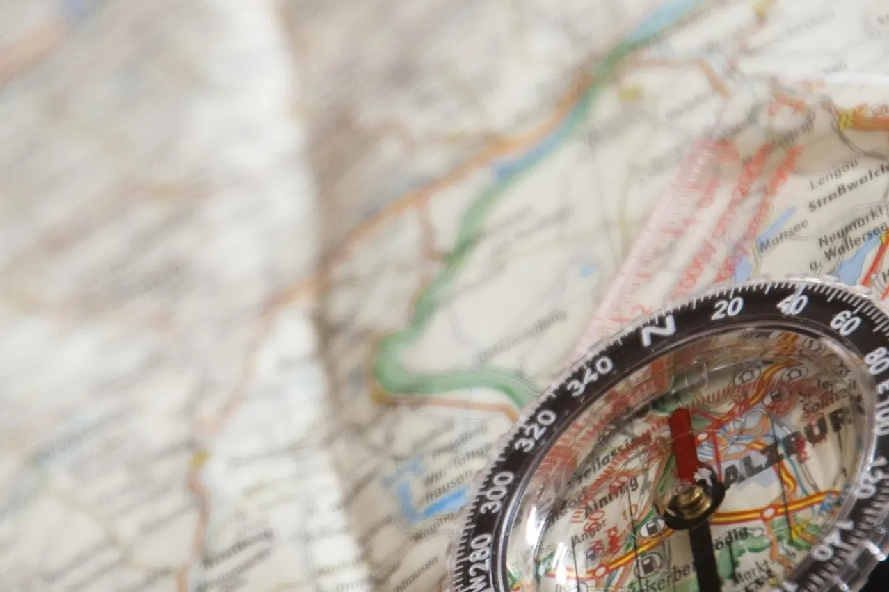 Compass, map, navigation